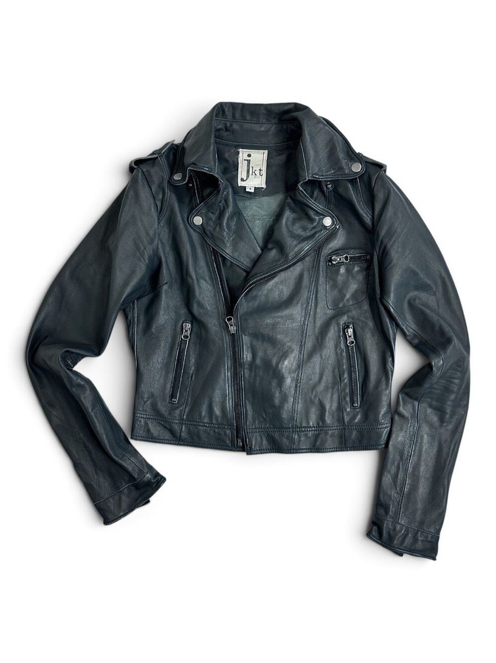 JKT NYC Leather Moto Jacket S Embroidered Steer Skull Floral Western Biker